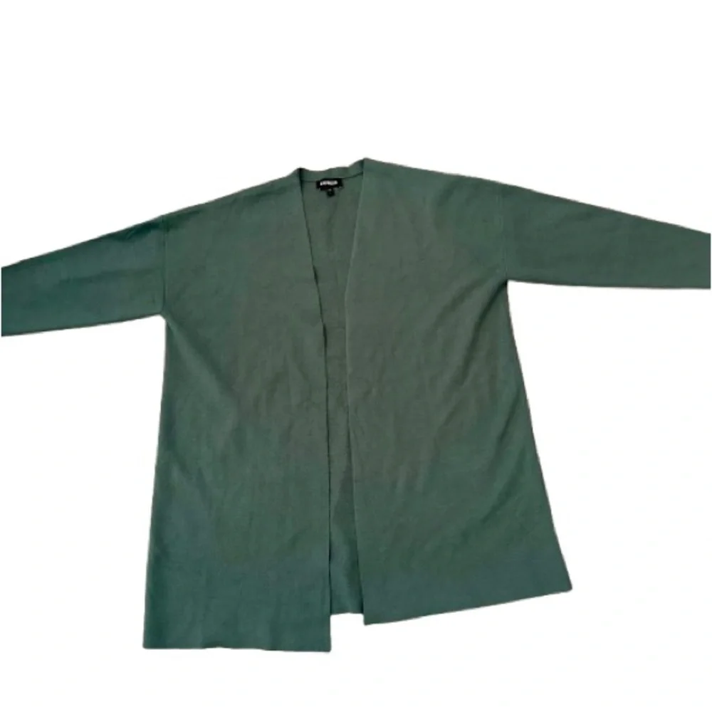 NWOT! Express Cozy Fall Winter Hunter Green Long Open Cardigan in Size Large - Picture 7 of 9